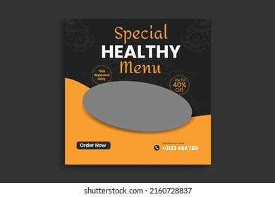 food social media post, restaurant food menu, web banner, square flyer