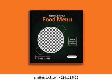 food social media post, restaurant food menu, web banner, square flyer