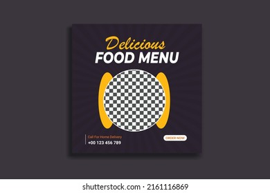 food social media post, restaurant food menu, web banner, square flyer