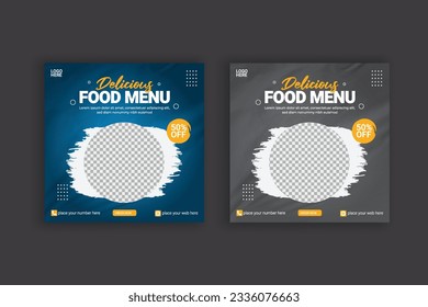 Food social media post and restaurant banner