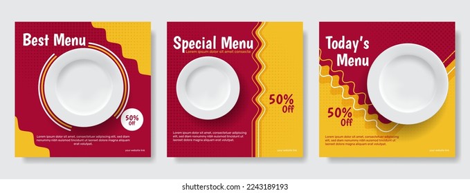 food social media post set template