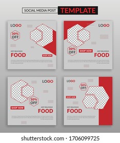 Food Social Media Post. Simple Editable Post Template Social Media Banners for Digital Marketing. Promo Brand Fashion. Facebook, Instagram, Twitter Banner Ads. Vector Illustration