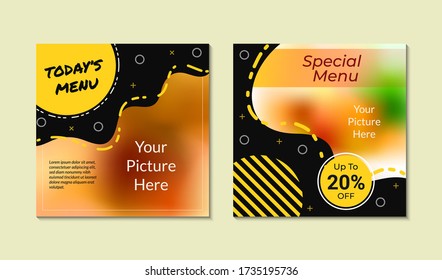 Food social media post template. Social media post banner for food promotion. set of social media banner suitable for social media, web, banner ad promotion