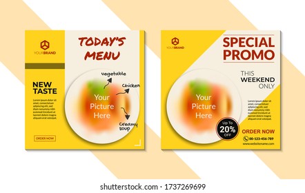 Food social media post template. Social media post banner for food promotion. set of social media banner suitable for social media, web, banner ad promotion