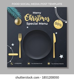 Food Social Media Post Template. Christmas Day Social Media Post Design.