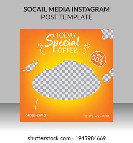 Food social media post template, Super Delicious Burger Flyer Design, Fast food template for restaurant, banner or poster, junk food.