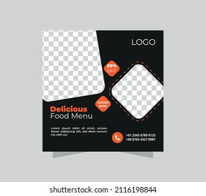 Food social media post template design . Social Media banner Design .