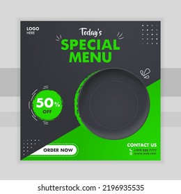 Food Social Media Post Template. Restaurant Promo Offer Banner