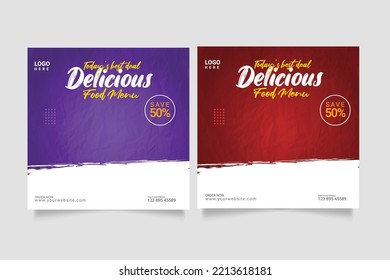 food social media  post template for food promotion simple banner frame