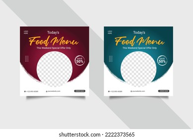 food social media  post template for food promotion simple banner frame