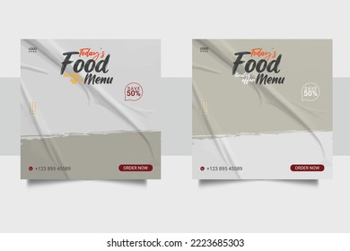 food social media  post template for food promotion simple banner frame