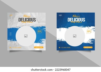 food social media  post template for food promotion simple banner frame