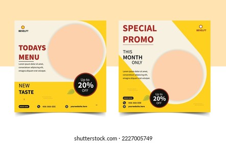 Food social media post template. Social media post banner for food promotion. set of social media banner suitable for social media, web, banner ad promotion