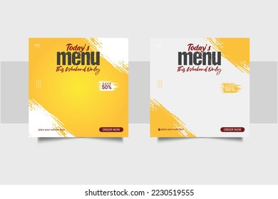 food social media  post template for food promotion simple banner frame