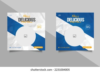 food social media  post template for food promotion simple banner frame