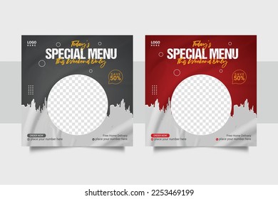 food social media  post template for food promotion simple banner frame