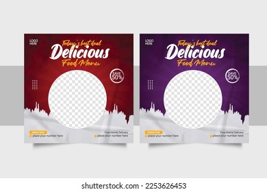 food social media  post template for food promotion simple banner frame