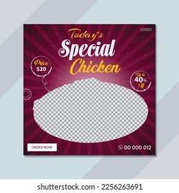 Food social media post template with plate. Food menu banner social media post. Editable social media templates for promotions on the Food menu. Set of social media story and post frames.