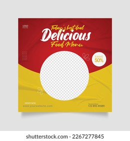 food social media  post template for food promotion simple banner frame