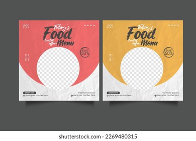 food social media  post template for food promotion simple banner frame