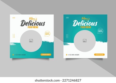 food social media  post template for food promotion simple banner frame