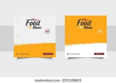 food social media  post template for food promotion simple banner frame