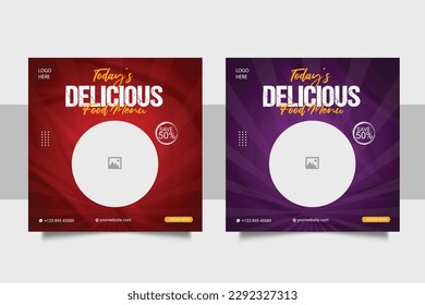 food social media  post template for food promotion simple banner frame