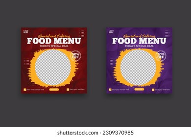 Food social media  post template for food promotion simple banner design