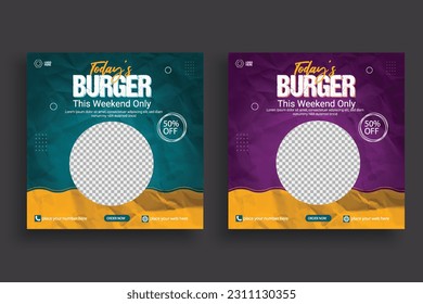 Food social media  post template for food promotion simple banner design