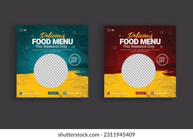 Food social media  post template for food promotion simple banner design