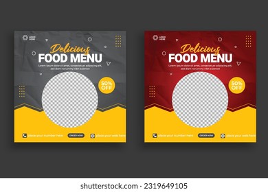 Food social media  post template for food promotion simple banner design