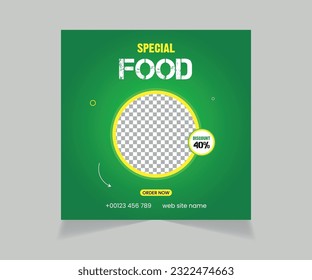 Food social media post template. Fast food restaurant business marketing social media post. Editable Food and Restaurant Social Media Post Template Design. food menu poster. Vegetable
