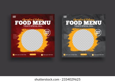 Food social media  post template for food promotion simple banner design
