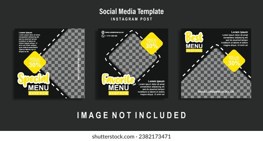 Food social media post template. Collection of editable banner template designs for food posts.