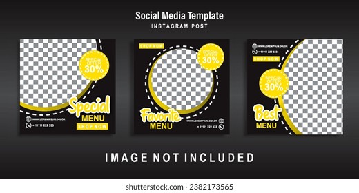 Food social media post template. Collection of editable banner template designs for food posts.