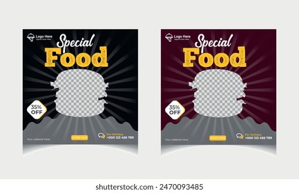 Food social media post template design