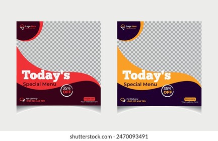 Food social media post template design