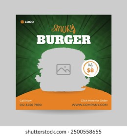 Food social media post template. Editable square banner template design for food post. Suitable for Social Media Post restaurant and culinary. for post, web