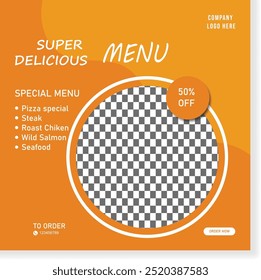 Food Social Media Post Template Design, Modern Food Menu Social Media Post design, web banner template design.