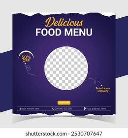 Food social media post template for food promotion simple banner design