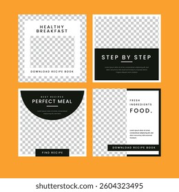 Food Social Media Post Template Design, Food Menu Social Media Post design, set of food social media post or web banner template design. Creative social ads, template, banner, post . 
