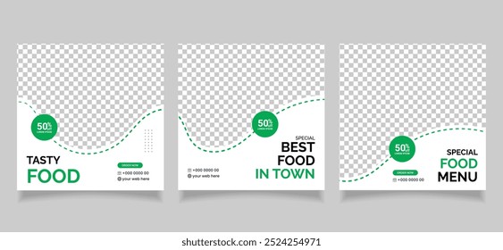 food social media post web square promotion banner set template, food menu today best offer