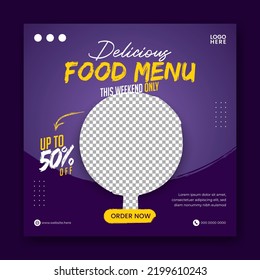 Food social media promotion and banner post design template