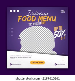 Food social media promotion and banner post design template