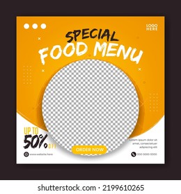 Food social media promotion and banner post design template