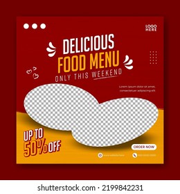 Food social media promotion and banner post design template