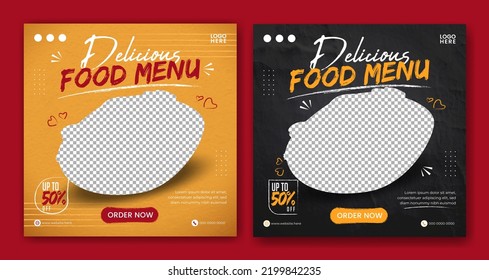 Food social media promotion and banner post design template