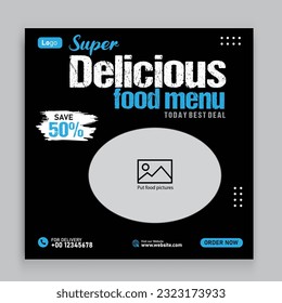 Food social media promotion and banner post design template