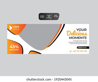 Food social media promotion and discount voucher  web banner design template 