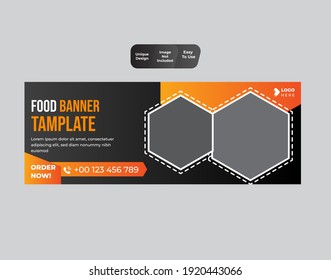 Food social media promotion and discount voucher  web banner design template 